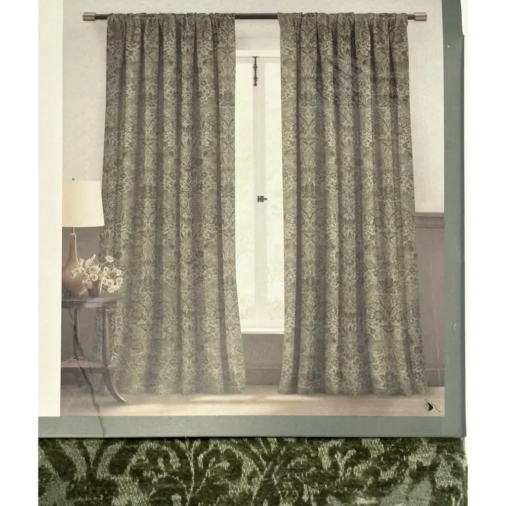 William Morris & Co. Window Curtains Panels 38X96” Strawberry Thief Sage Green 2